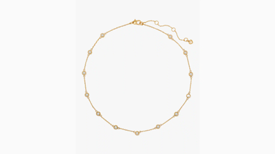 Kate Spade Set In Stone Station Necklace In White Gold