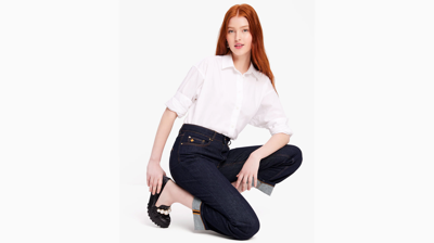 Kate Spade Straight-leg Cotton Jeans In Ridged Wash