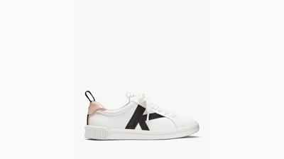 Kate Spade Signature Sneakers In True White/ Mochi Pink/ Black