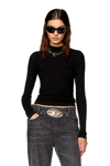 Diesel Ribbed Top With Mock Neck In Nero