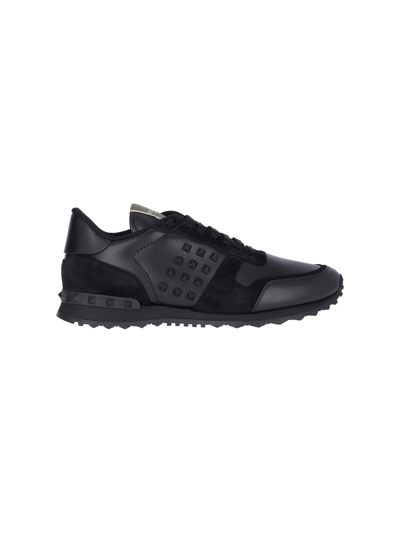 Valentino Garavani Black Rockstud Trainers In Black  