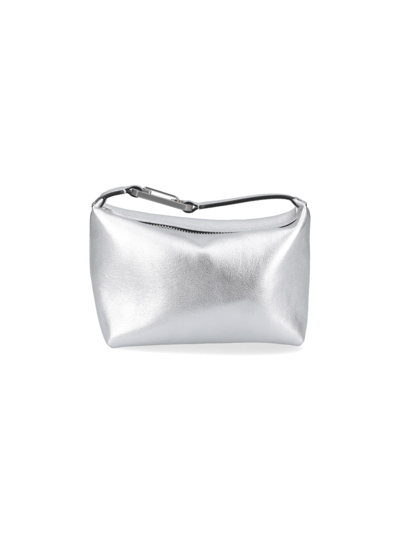 Eéra Mini Moon Metallic-leather Bag In Silver