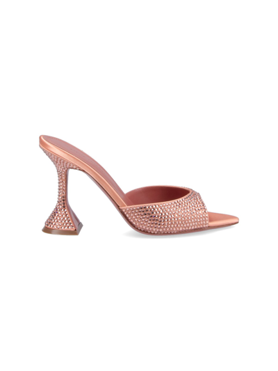 Amina Muaddi 95毫米carolin水晶装饰凉鞋 In Pink