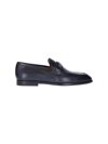 Ferragamo Foster Gancini Loafers In Hammered Leather In Blue