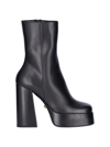 Versace Leather Platform Booties With Inner Zip 13cm In Black  