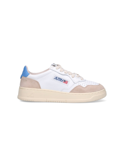 Autry White Leather Medalist Low-top Sneakers In Suede Silver