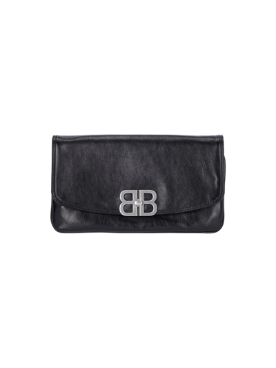 Balenciaga Small Bb Soft Leather Shoulder Bag In Black  