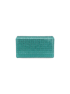 Amina Muaddi Paloma Micro Embellished Satin Clutch In Light Blue