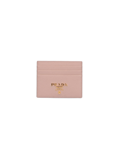 Prada Saffiano Leather Card Holder In Pink