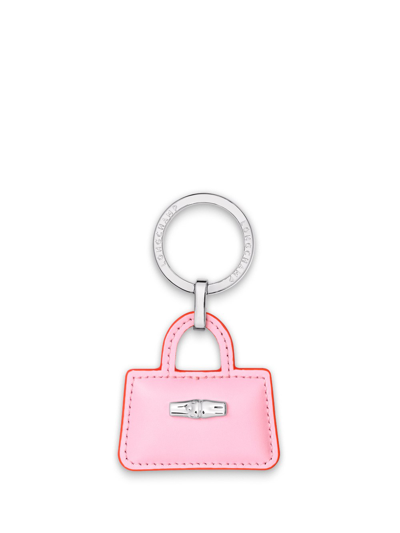 Longchamp `roseau Box` Key Ring In Pink