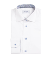 Eton Men's Slim Fit Twill Shirt With Light Blue Buttons In White