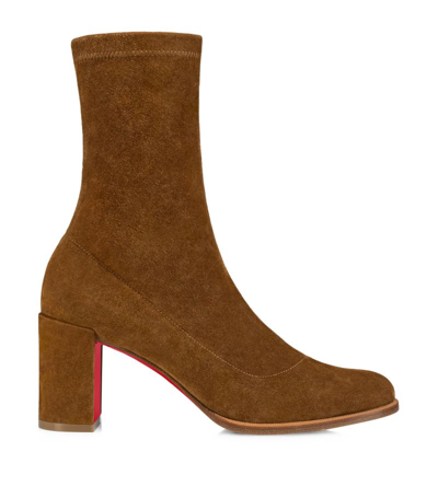 Christian Louboutin Stretchadoxa Suede Ankle Boots 70 In Brown