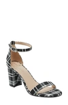 Bandolino Armory Ankle Strap Sandal In Black Plaid