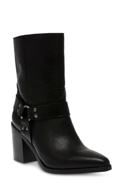 Steve Madden Alessio Pointed Toe Bootie In Black Leat
