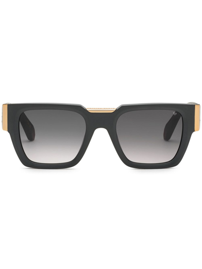 Philipp Plein Logo-plaque Square-frame Sunglasses In Schwarz