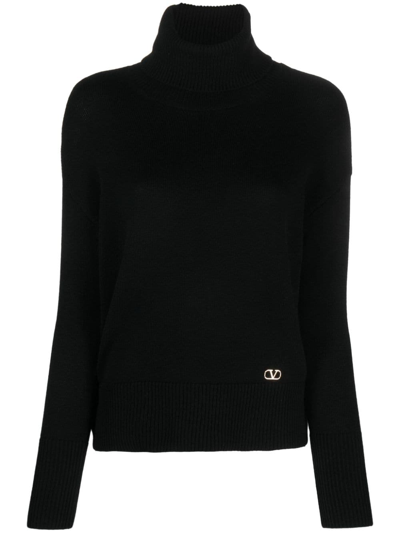 Valentino Turtleneck Knit Jumper In No Nero