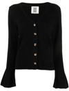 By Malene Birger Cirane Bell Sleeve Wool Cardigan In Schwarz