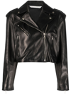 Palm Angels Zip-up Leather Jacket In Schwarz
