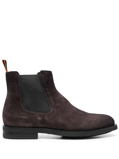 Santoni Chelsea Boot In Brown Suede