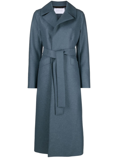 Harris Wharf London Belted-waist Virgin Wool Coat In Blue