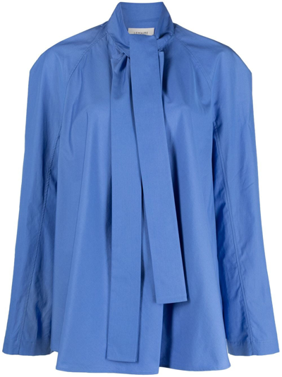 Lemaire Tie-neck Cotton Blouse In Blue