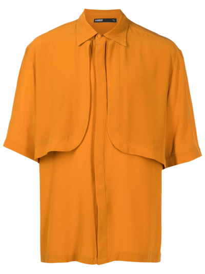Handred Panelled Short-sleeve Silk Shirt In Yellow