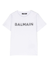 Balmain Sequin-embellished Logo T-shirt In Weiss