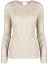ALLUDE RIBBED-KNIT CASHMERE TOP