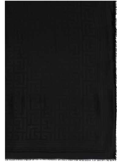 Balmain Schal Aus Monogramm-jacquard In Negro