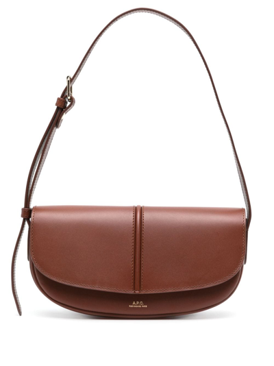 Apc Betty Leather Shoulder Bag In Braun