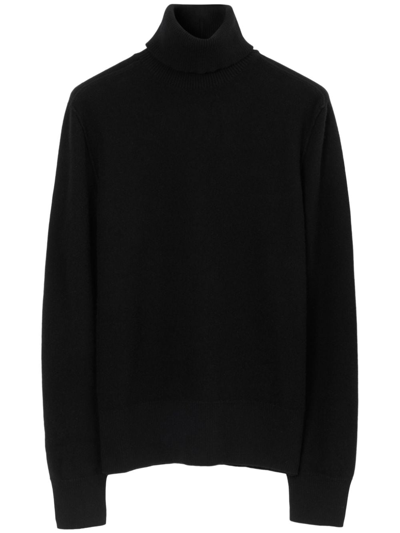 Burberry Ekd Wool Cashmere Roll Neck Jumper In Black