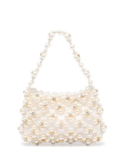 Vanina Anemone Crystal-embellished Tote Bag In Weiss