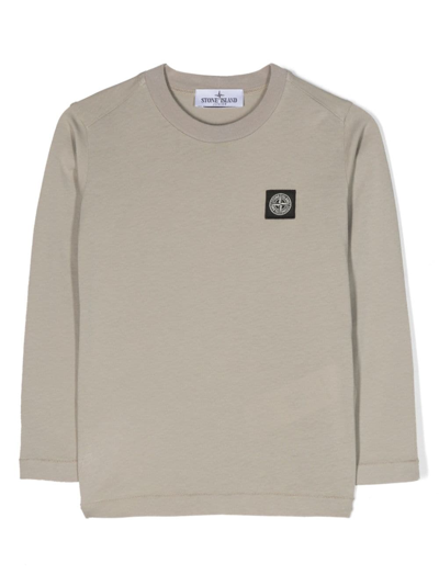 Stone Island Junior Kids' Compass-motif Cotton Sweatshirt In Grau