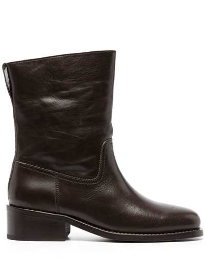 Lemaire Ankle-length Leather Boots In Brown