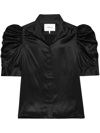 Frame Silk Puff-sleeve Blouse In Black