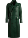 Bally Mens Kelly Green Double-breasted Waist-adjuster Leather Trench Coat In Grün