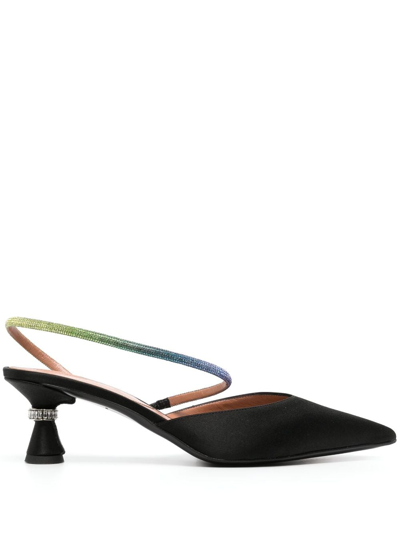 D’accori Daccori Saturn Sling Back Point Toe Pump Satin In Black