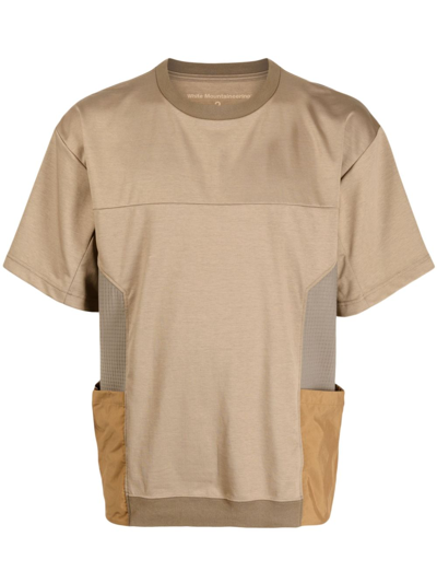 White Mountaineering Side-pockets Crew-neck T-shirt In Braun