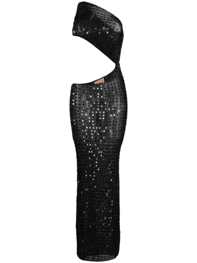 AYA MUSE ONE-SHOULDER SEQUINED LONG DRESS