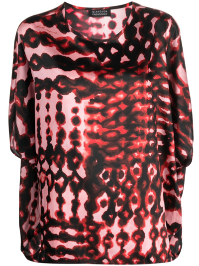 Gianluca Capannolo Abstract-print Satin Blouse In Rosa