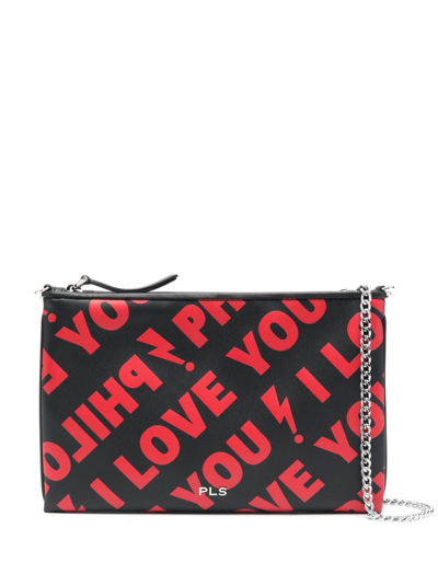 Philosophy Di Lorenzo Serafini I Love You Leather Crossbody Bag In Nero