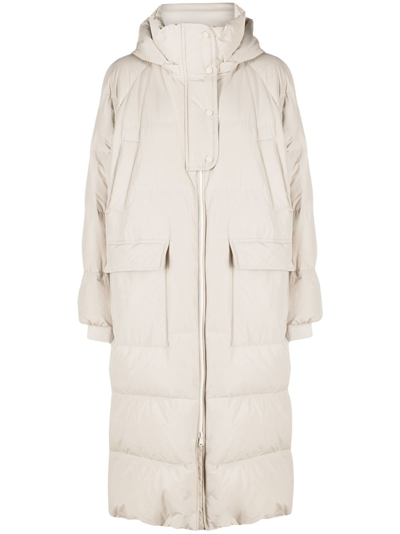 Brunello Cucinelli Long Puffer Coat In Grau