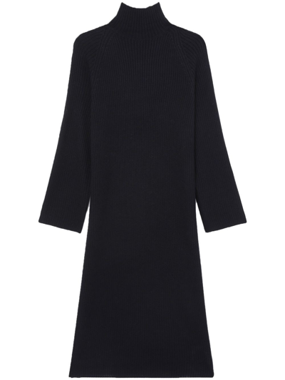 Apc High-neck Long-sleeved Dress In Blue