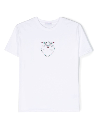 Pinko Crystal-embellishment Logo T-shirt In Weiss