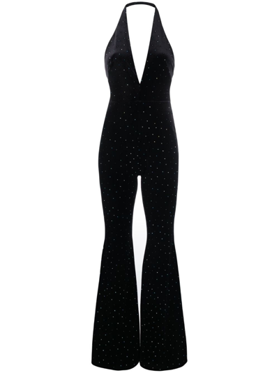 Alexandre Vauthier Glittered Velvet Jumpsuit In Black
