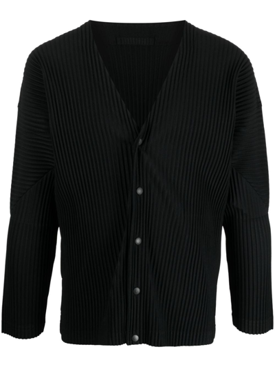 Issey Miyake Ribbed Single-breasted Blazer In Black