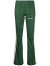 Palm Angels Flared Joggers With Contrasting Side Band In Green