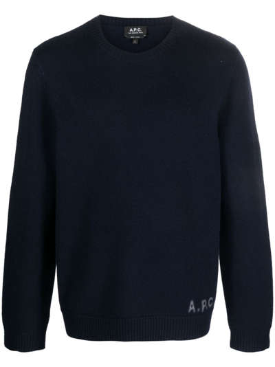 Apc A.p.c. 'edward' Sweater With Logo Inlay In Blue