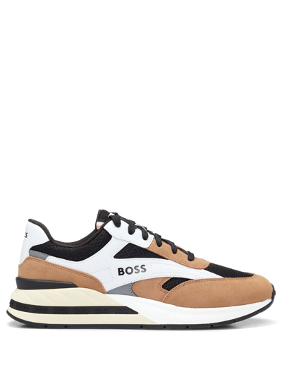 Hugo Boss Sneakers In Colour-block-optik In Open Brown