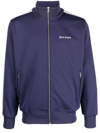 Palm Angels Contrast Band Track Jacket With Nine Words In Blue